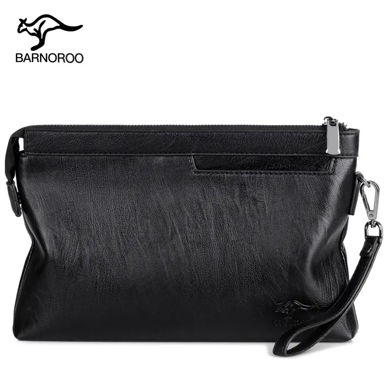 Men's Soft Leather Casual Underarm Clip Zipper Wallet