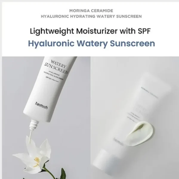 Heimish Moringa Ceramide Hyaluronic Acid Hydrating Watery Sunscreen 50ml - Image 3